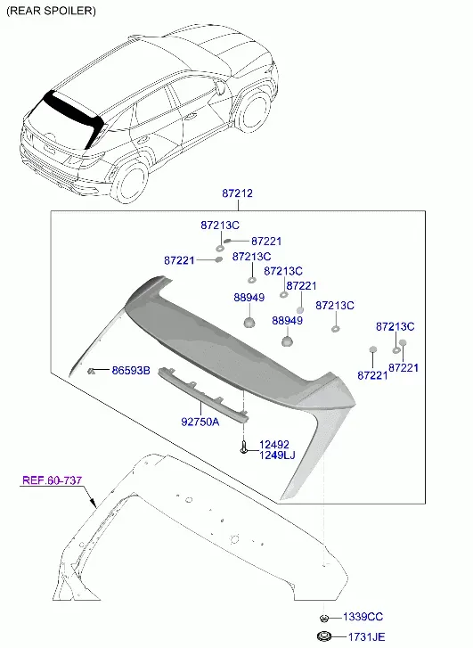 Rear Spoiler and High-Mount Stop Light diagram