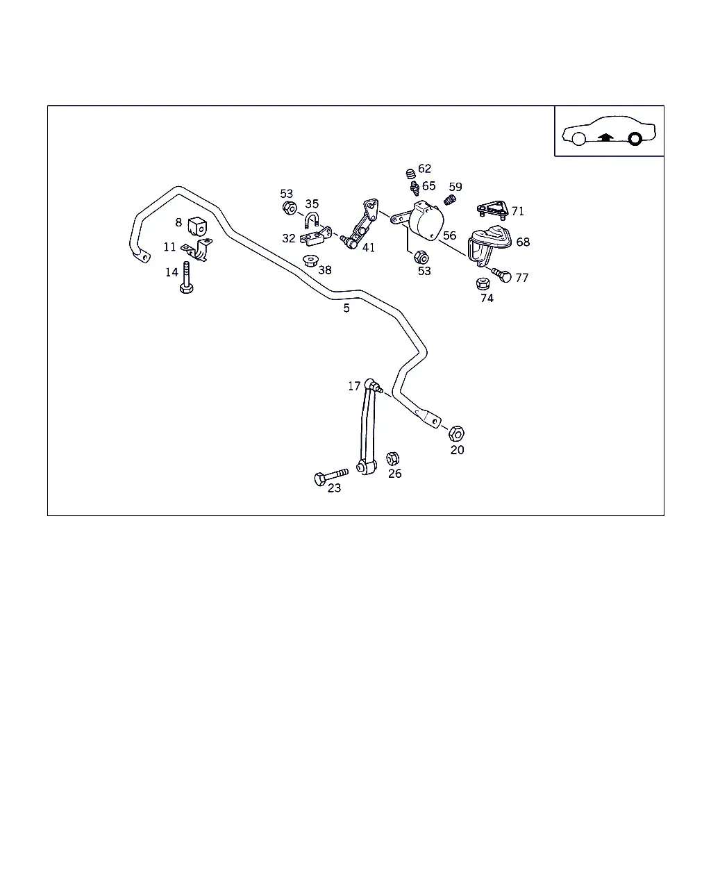 Rear Stabilizer Bar and Ride Height Sensor diagram