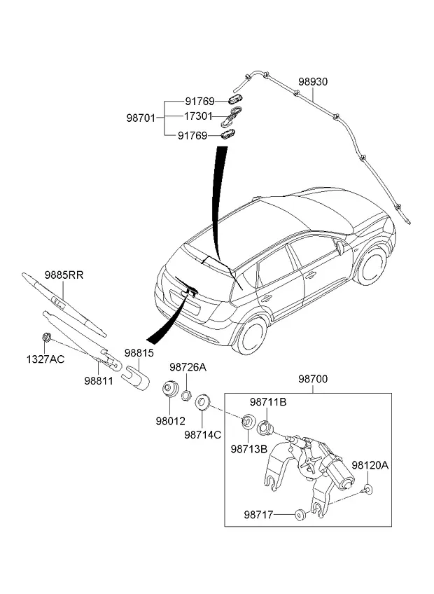 Задний стеклоочиститель diagram