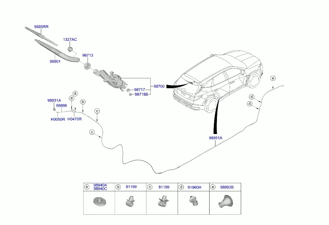 Rear Wiper and Washer diagram