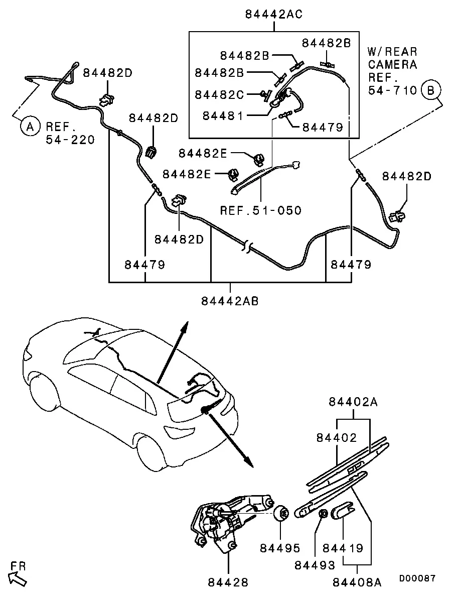 Rear wiper and washer diagram