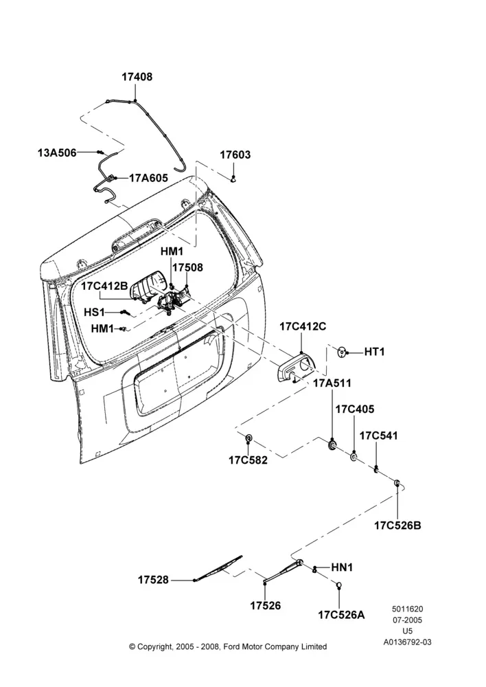 Rear Window Wiper and Washer diagram