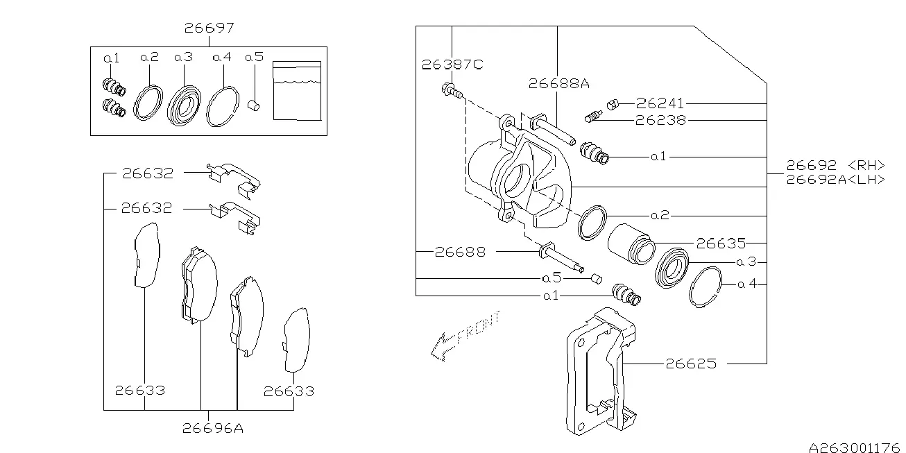 Rear brake caliper diagram