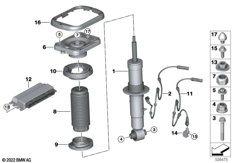 Rear Shock Strut with VDC and ECU diagram