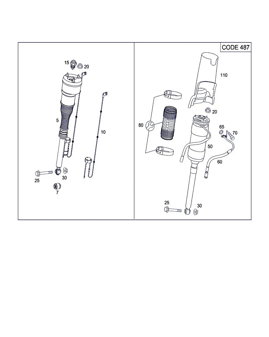 Rear Air Suspension Strut diagram