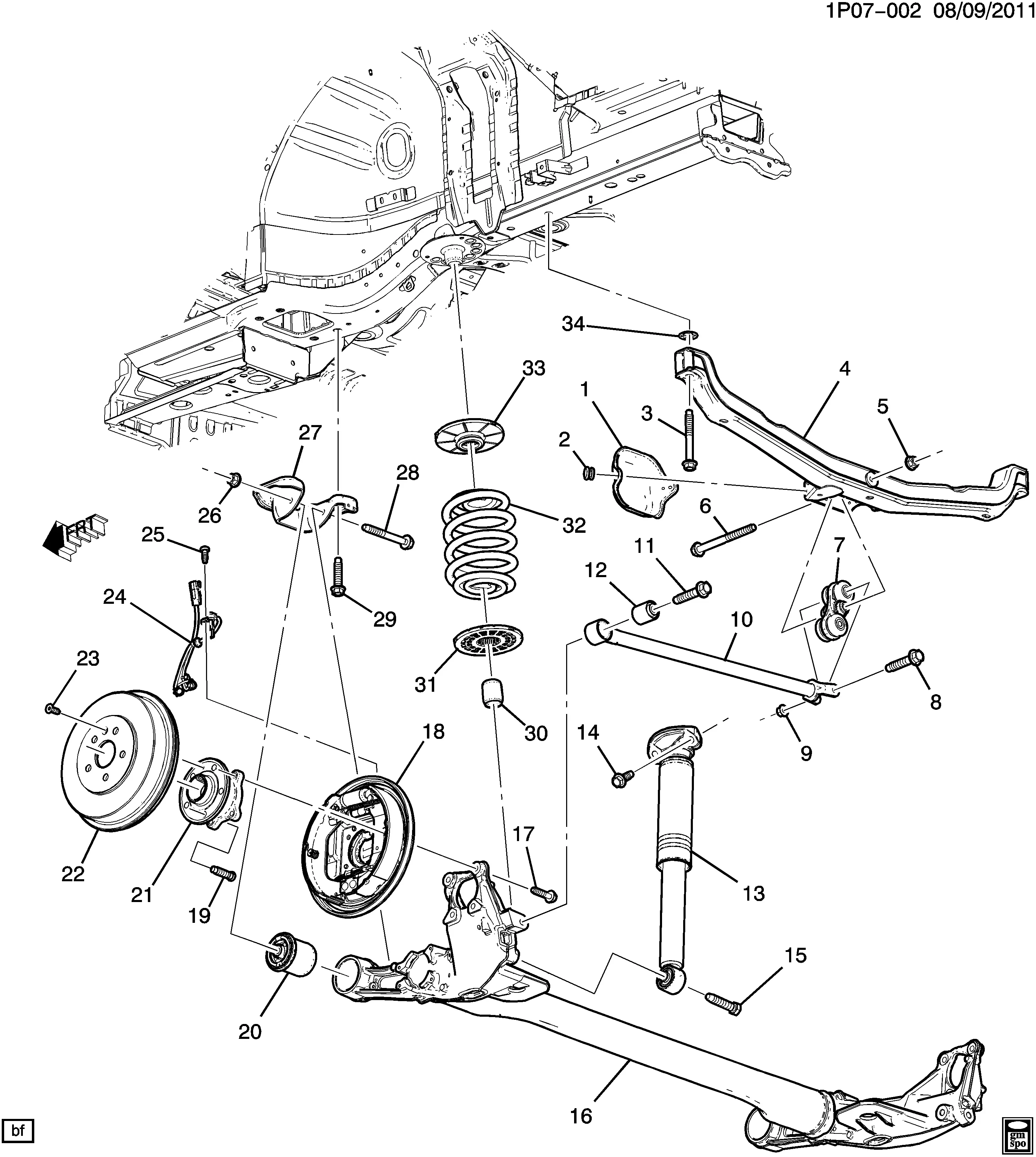 Rear Suspension with Drum Brakes diagram