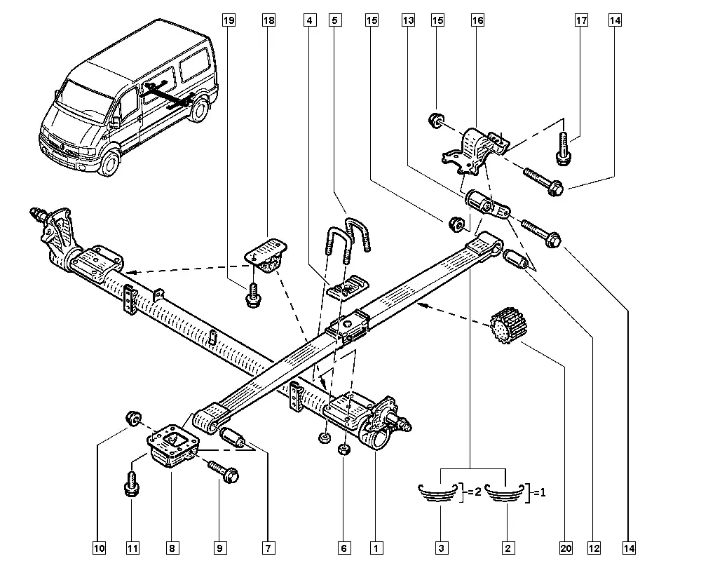 Rear Leaf Spring Suspension diagram