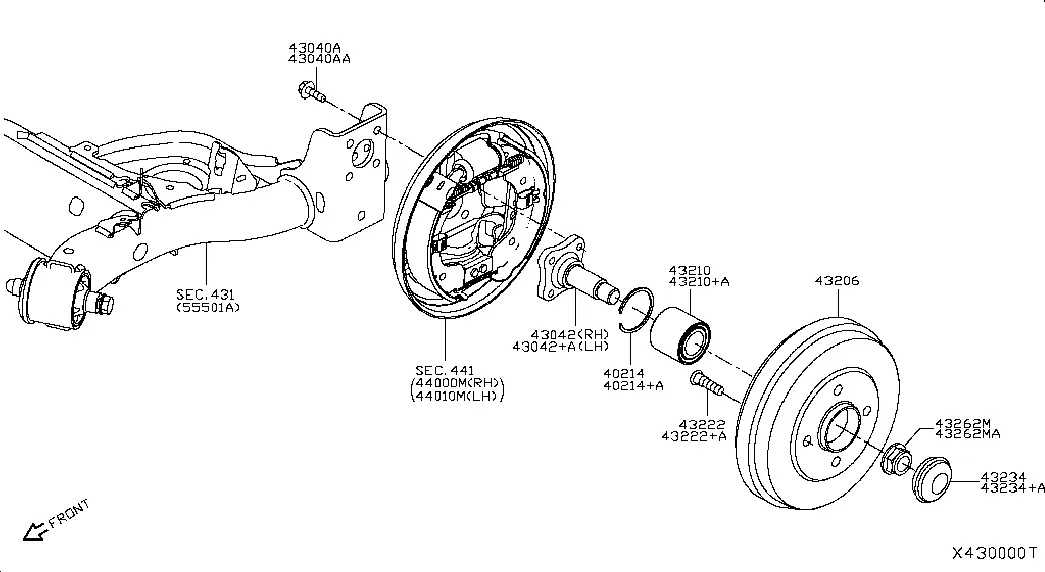 Rear Hub and Brake Drum diagram
