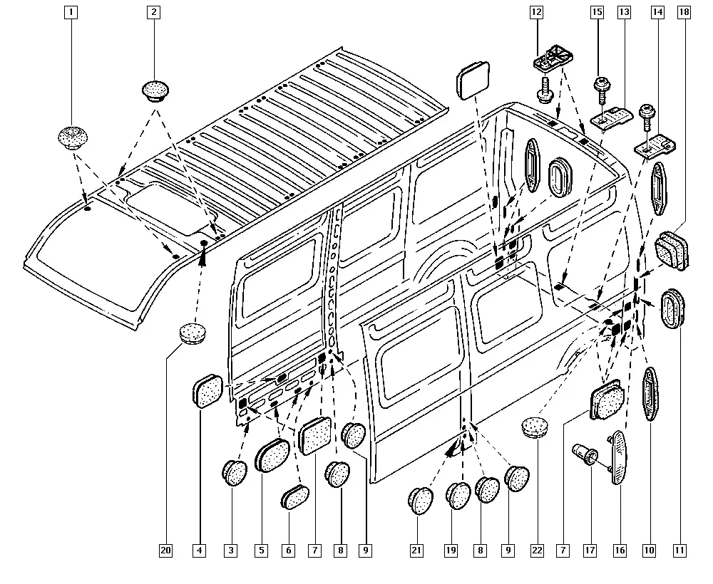 Body plugs and seals diagram