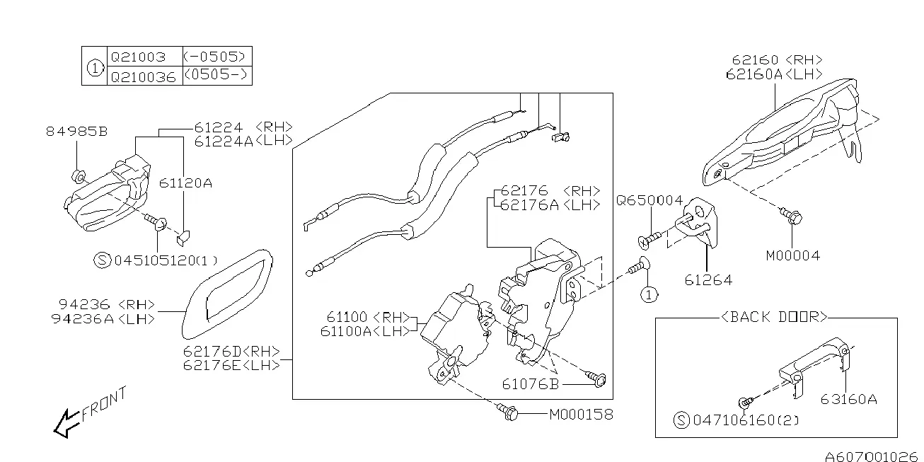 Rear Door Latches and Handles diagram