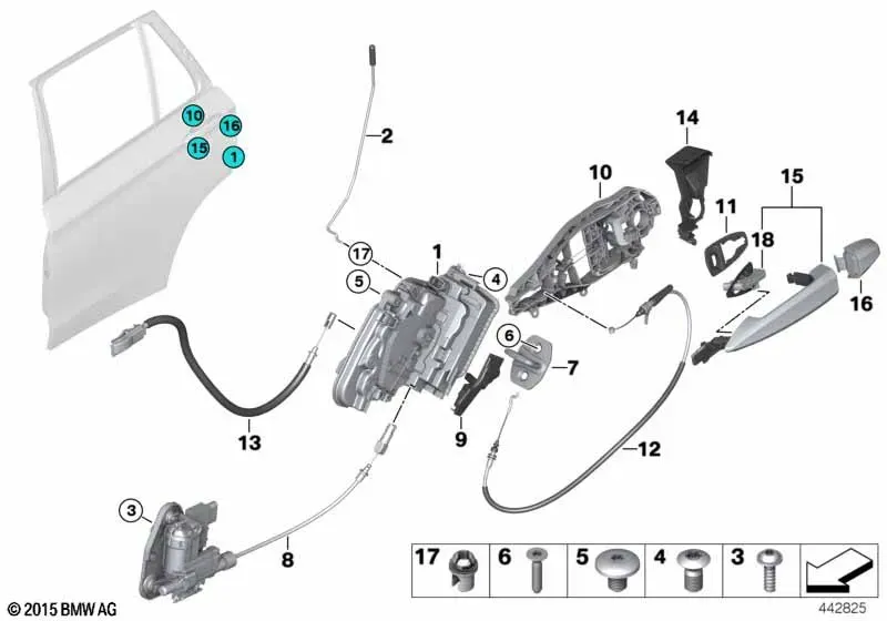 Замки задних дверей diagram