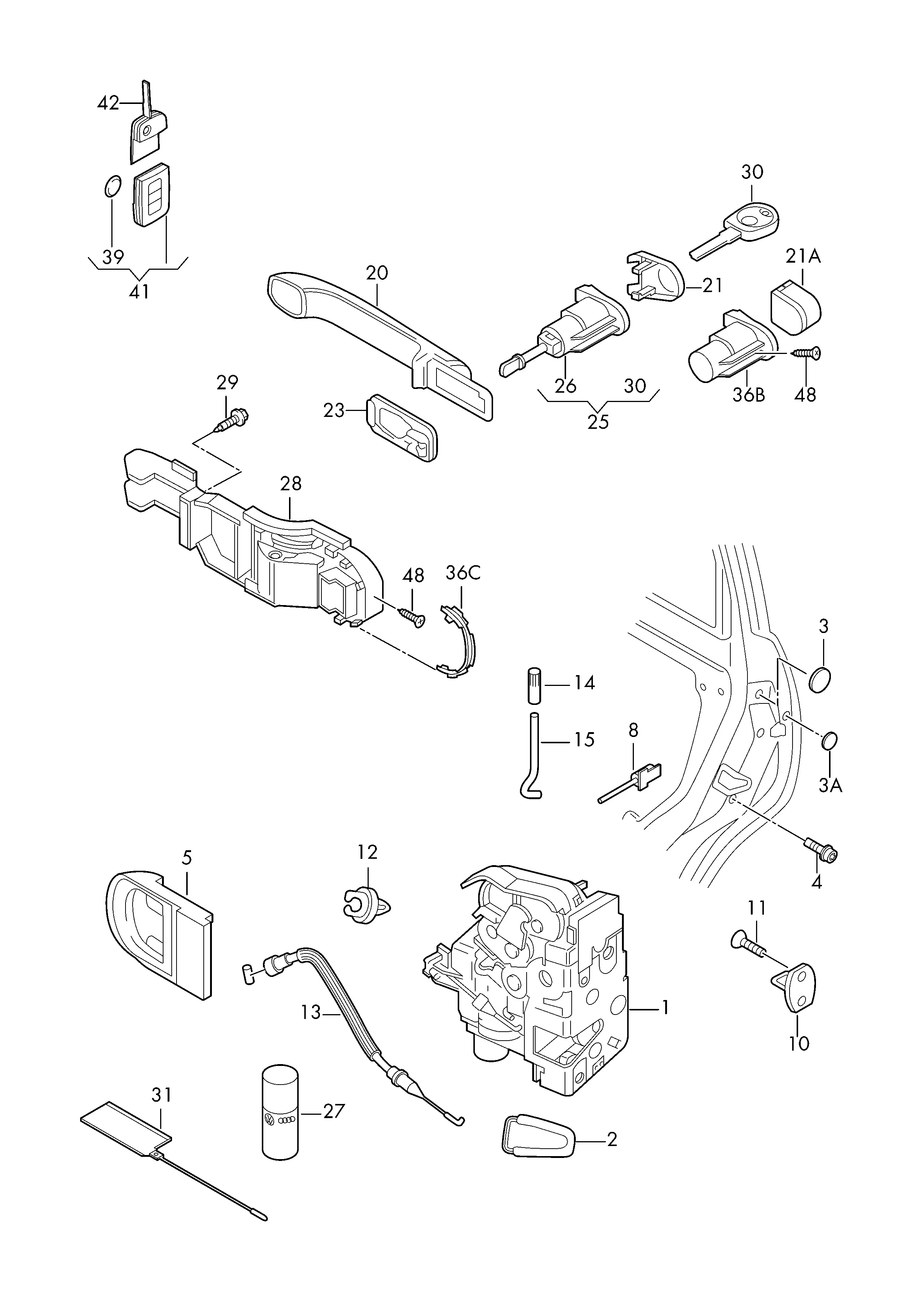 Door Lock, Handles and Lock Cylinders diagram
