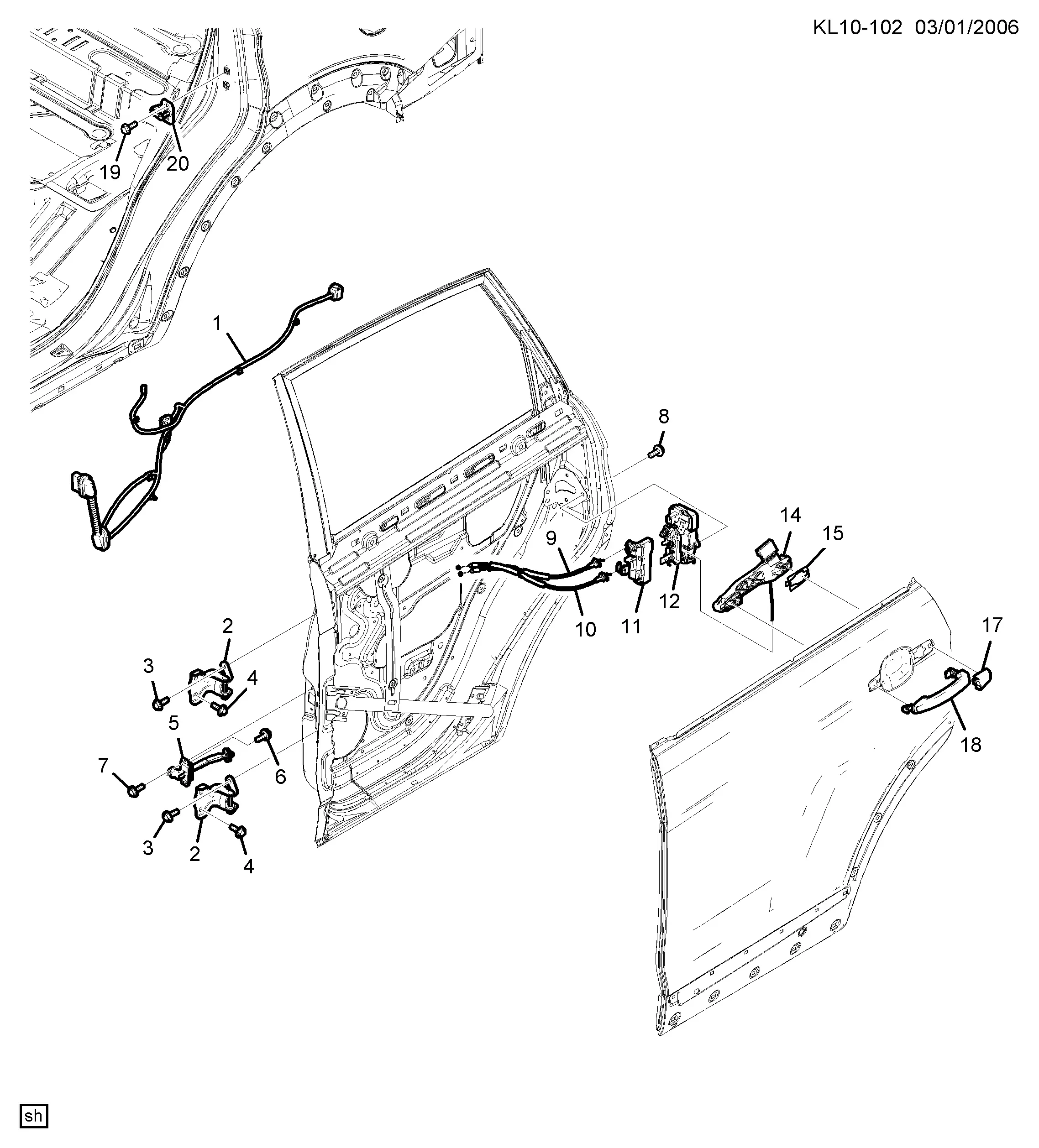 Rear Door Lock and Fittings diagram