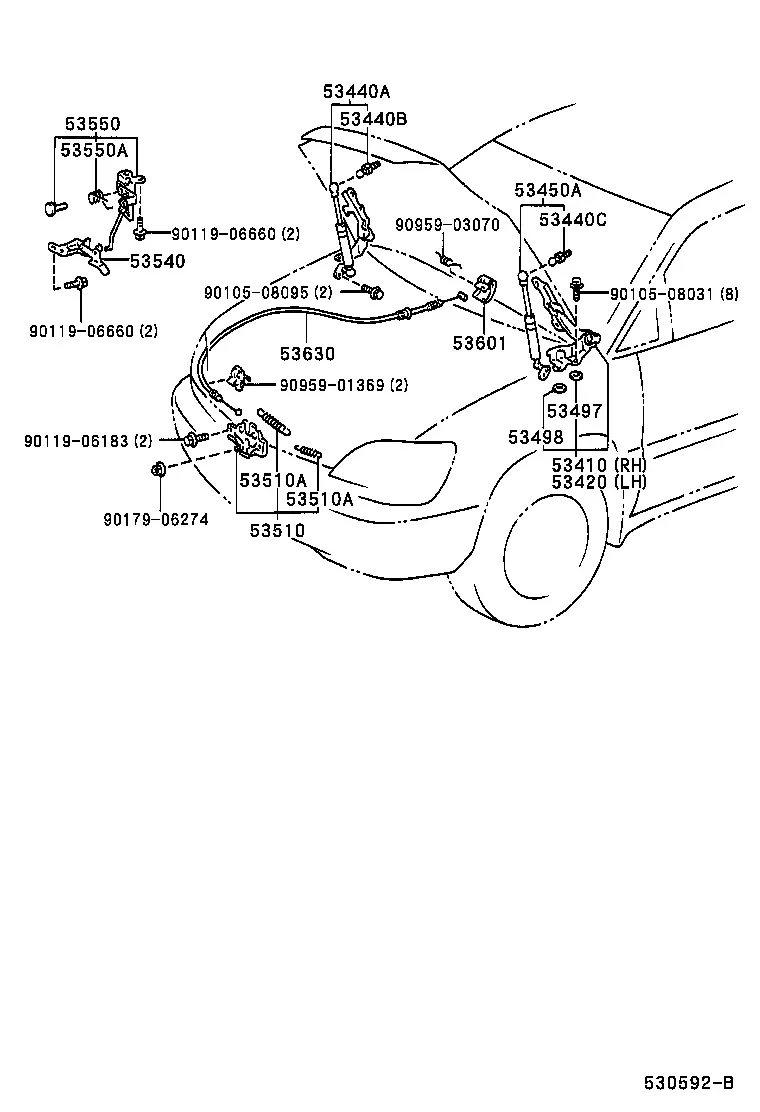 Hood Lock and Hinges diagram