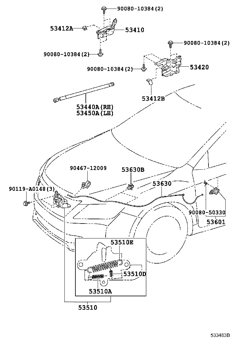 Hood Lock and Hinges diagram