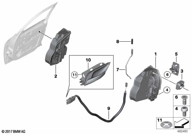 Front Door Lock and Handle diagram