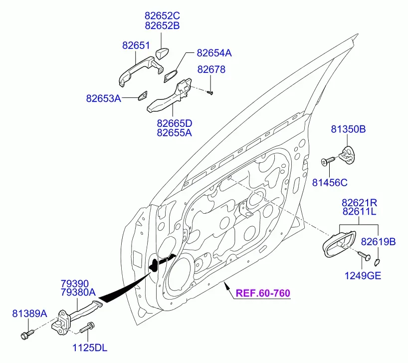 Front Door Lock and Handle diagram