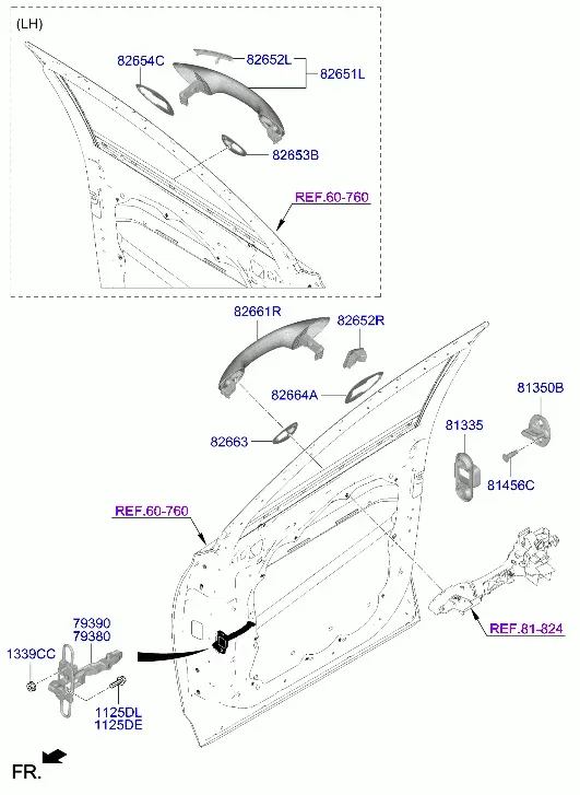 Front Door Lock and Handle diagram