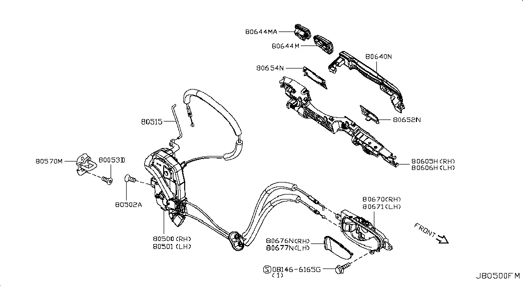 Front Door Lock and Handle diagram