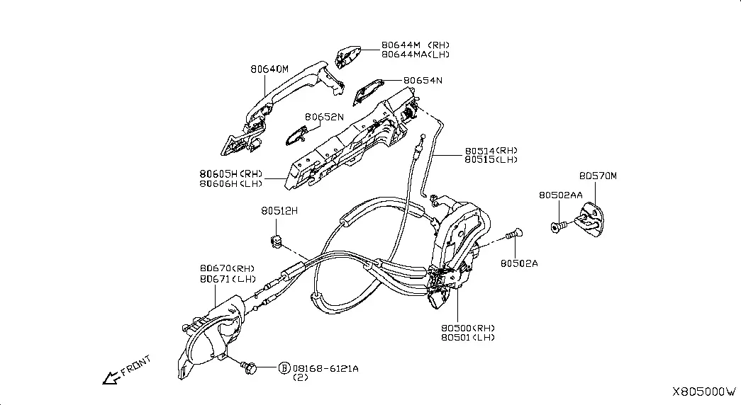 Front Door Lock and Handle diagram