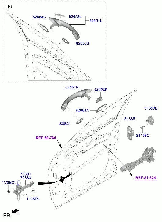 Front Door Lock and Handle diagram
