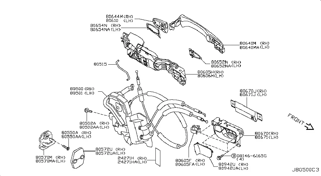 Front Door Lock and Handle diagram