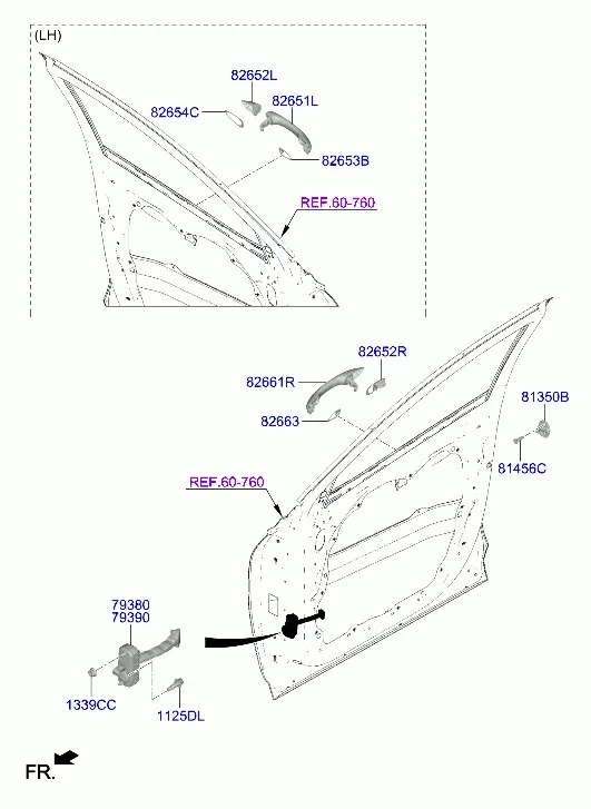 Front Door Lock and Handle diagram