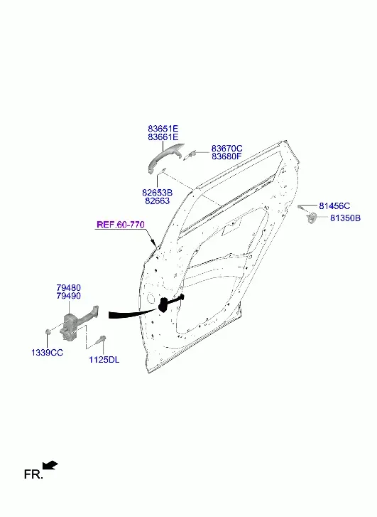 Rear Door Lock and Handle diagram