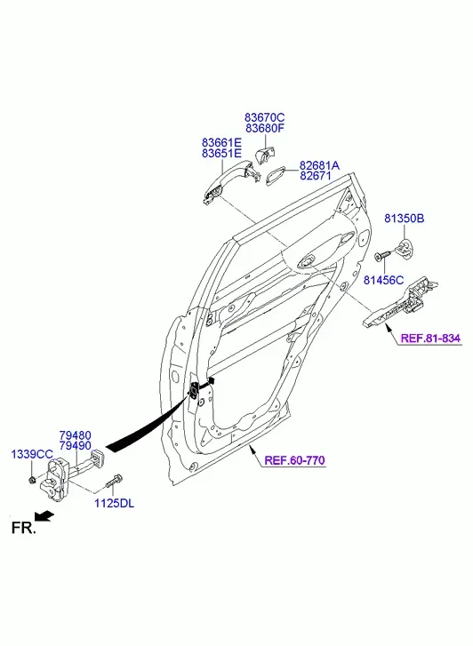 Rear Door Lock and Handle diagram