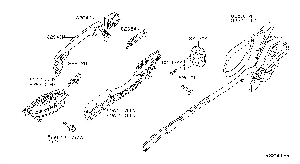 Rear Door Lock and Handle diagram