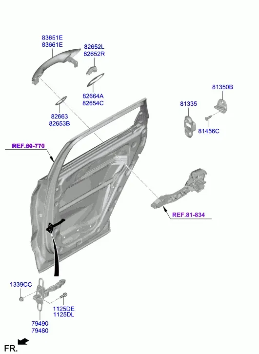 Rear Door Lock and Handle diagram