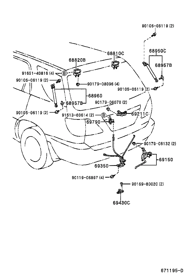 Tailgate Lock and Handle diagram