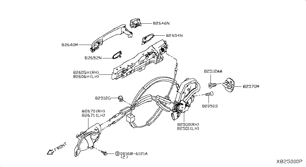 Rear Door Lock and Handle diagram