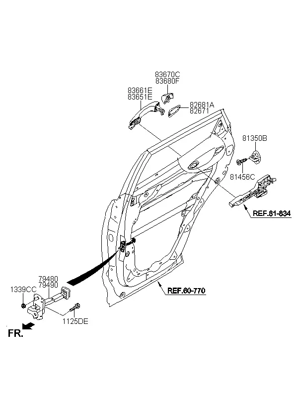 Rear Door Lock and Handle diagram