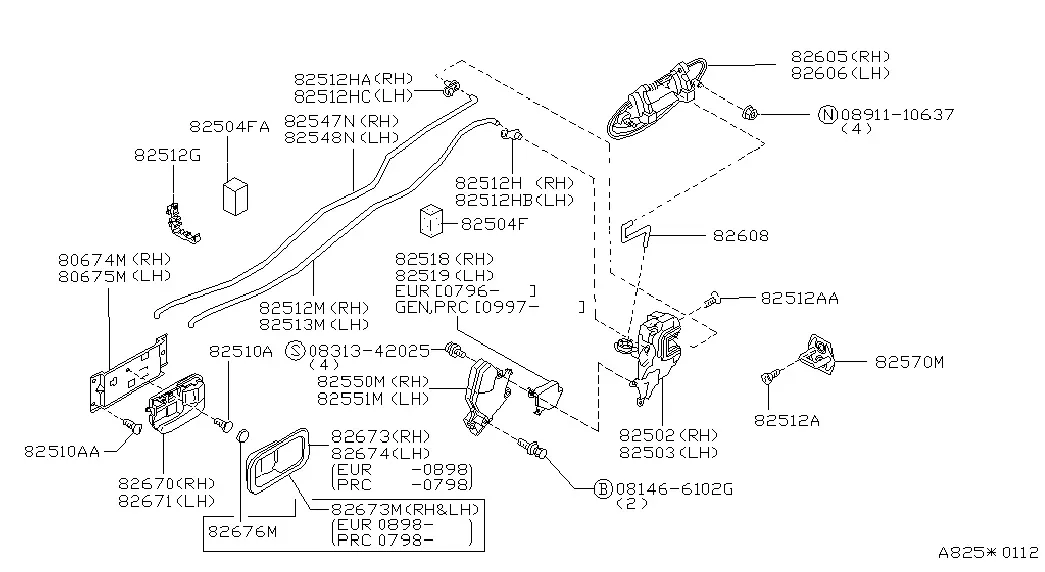 Rear Door Lock and Handle diagram