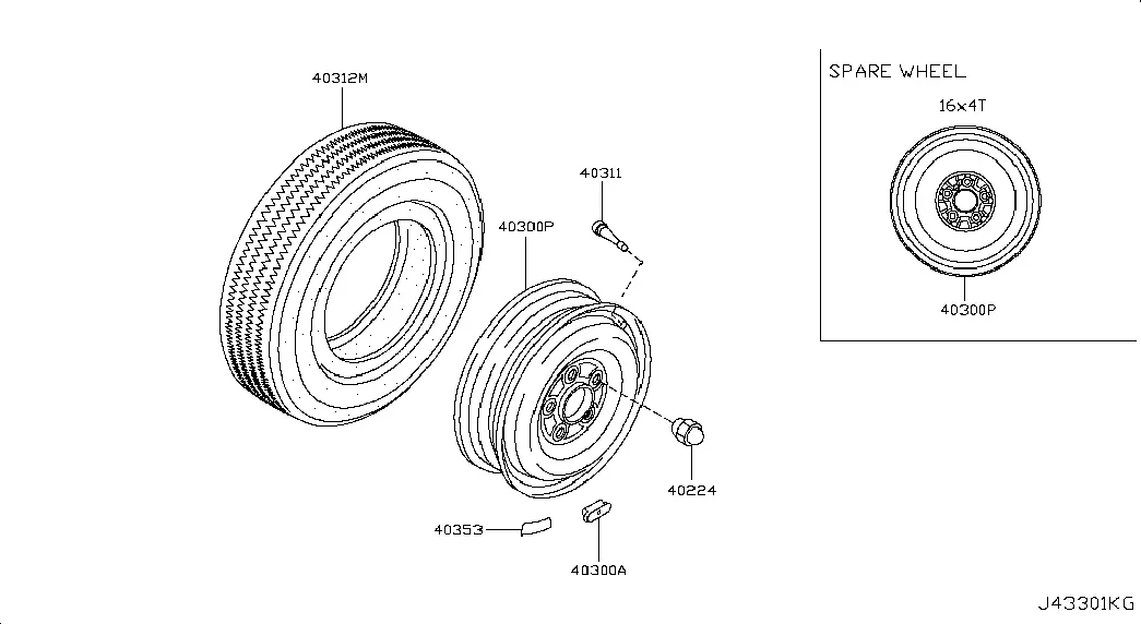 Spare Wheel and Tire diagram