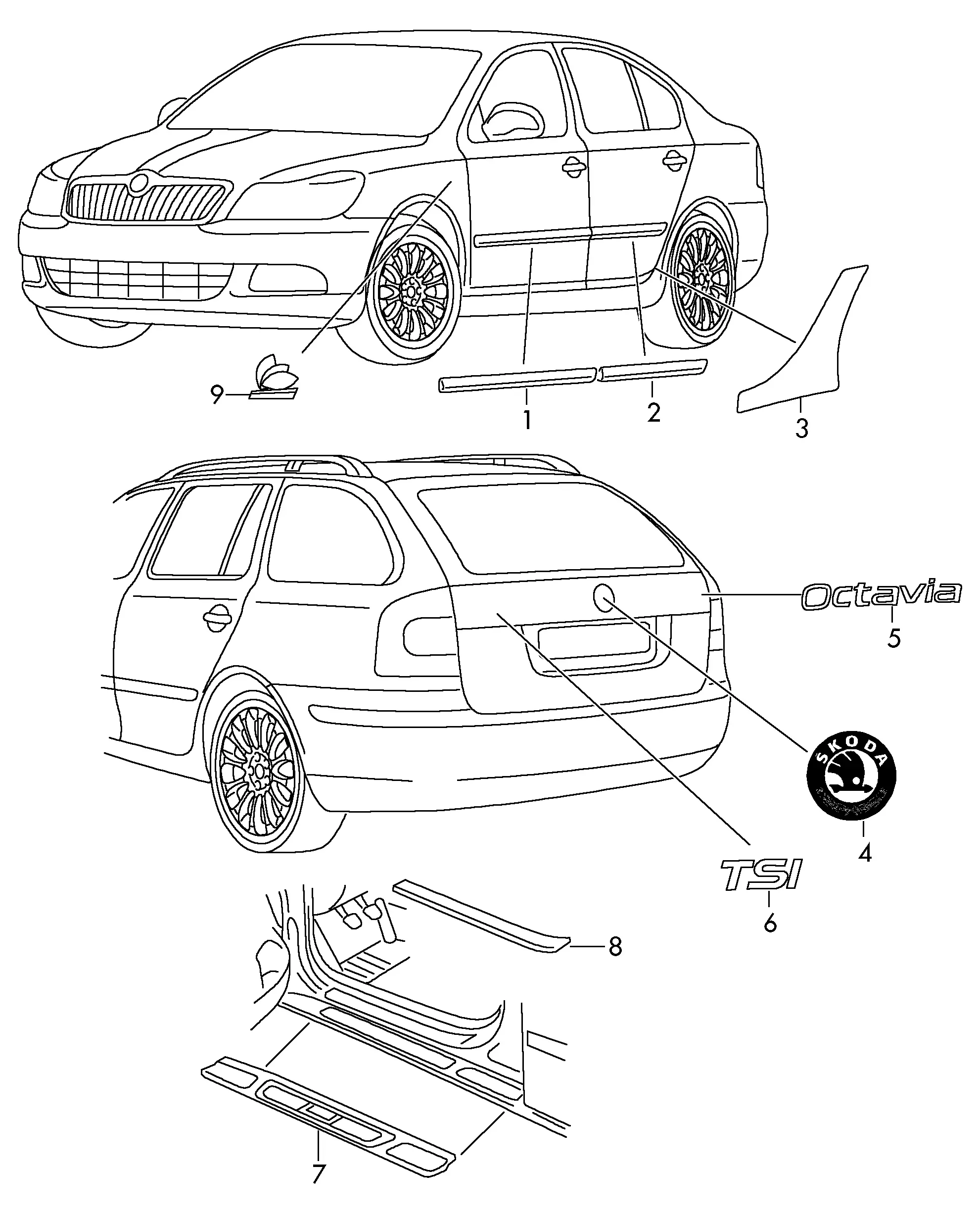Body trim and emblems diagram