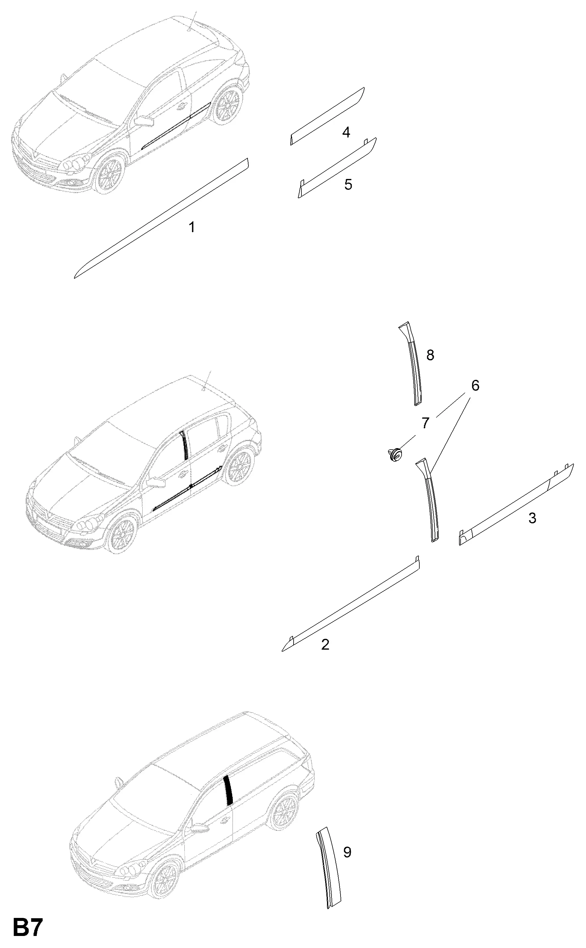 Front Door Protective Molding diagram