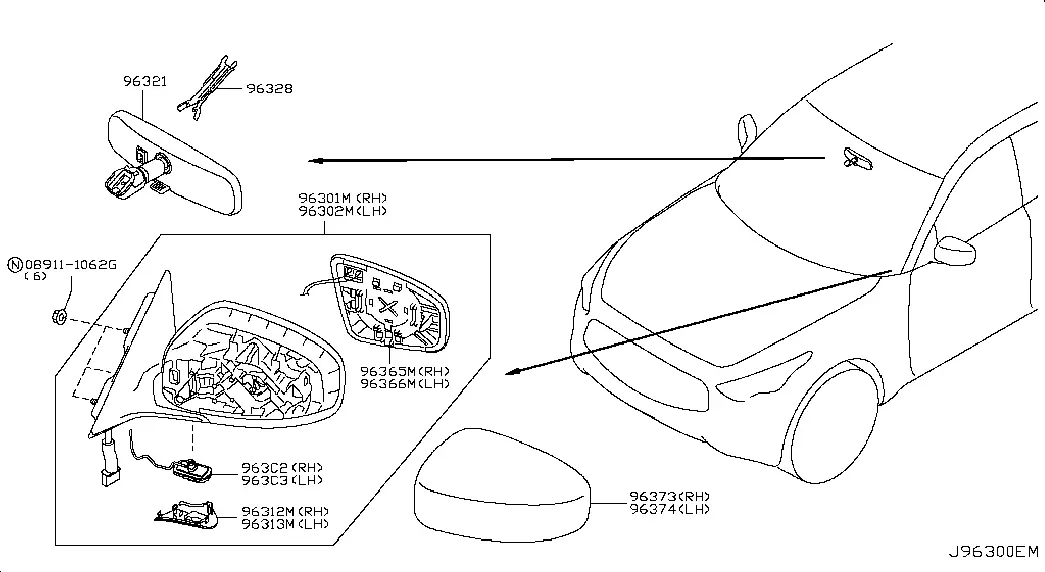Rearview mirror diagram