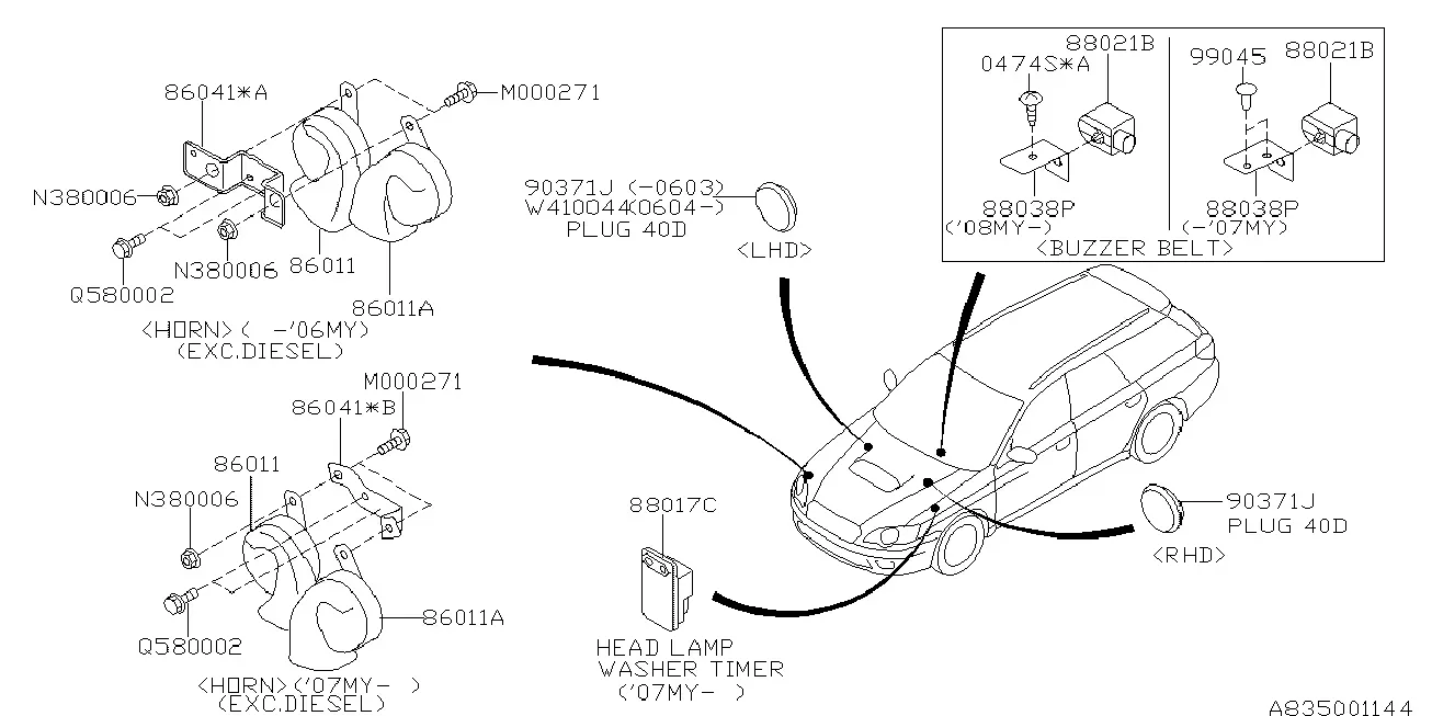 Horns and Seatbelt Buzzer diagram